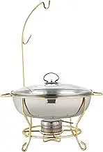 Hot Pot Buffet Set - Stainless Steel Buffet Heating Tray, Foldable Rectangular Catering, Durable Frame with Lid and Burning Fuel Rack for Kitchen Parties