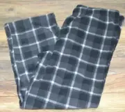 Men's Super Soft Fleece Pants Soft & Warm Black & Gray Plaid Lounge Pant PJ