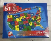 Melissa & Doug USA Map Floor Puzzle 51pcs Brand New Sealed