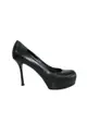 Pre-Loved YVES SAINT LAURENT Black Textured Leather Round Toe Heels