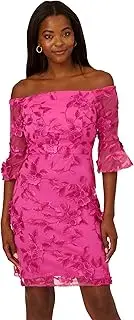[Adrianna Papell] Women's Embroidered Bell Sleeve Dress