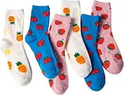 [KAIGOBOX] Fruit Socks Strawberry Socks Tomato Novelty Fashion Socks Pineapple Crew Socks for Women Men Ladies Socks Gift 6 Pairs, Multi, One size