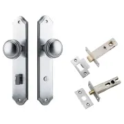 Paddington Knob Shouldered Backplate Privacy Kit w Privacy Turn Brushed Chrome
