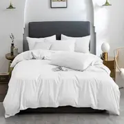 Premium 1000TC Bamboo Blend Quilt/Duvet/Doona Cover Set(Single, Double, Queen, King)-White