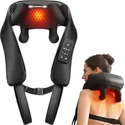 Cordless Neck and Back Massager with Heat, Upgarded Adjustable Width Electric Deep Tissue 4D Kneading Massage, Shiatsu Shoulder Massage Pillow for Body Muscle Pain Relief, Gifts for Mom Dad