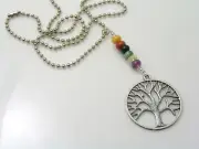 Tree of Life Necklace with Gemstones, Handmade