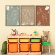 Safari Lion Elephant Giraffe Wall Art Decor 15x23 Inch Set Of 3 Animal Nursery