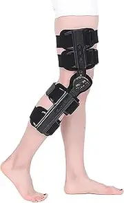 Hinged Post Op Knee Brace Support, Patella Injury Immobilizer Brace Adjustable angle and Length, for Orthopedic Rehab, Post Op, Meniscus Tear, Arthritis (Black, One size)