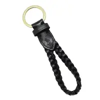 在飛比找博客來優惠-Polo Ralph Lauren 手工皮革編織鑰匙圈-黑