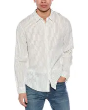 Vince Bayside Stripe Linen Shirt White