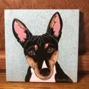 Basenji Dog, Black Tri - Hand Painted tile by Pumpkin Tile - 6 x 6" - D10TRI