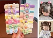 12PCS Candy Hair Ties, Sweet Hair Ties with Flowers, Chic Elastic Hair Ties, Cute Elastics Pigtail Bows, Toddler Hair Accessories for Girls