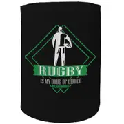Alcohol Stubby Holder - Drug Of Choice Rugby - Funny Novelty Birthday Gift Joke Beer Can Bottle