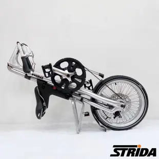 英國【STRiDA速立達】18吋SX 單速碟剎折疊單車/三角形單車-拉絲銀