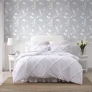 Laura Ashley - Twin XL Comforter Set, Reversible Bedding Set with Matching Sham, Dorm Essentials (Norah Solid White)