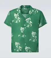 [Bode] Bode Football Silhouette linen shirt UK 16 green