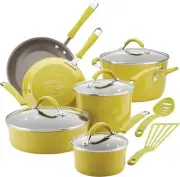 Rachael Ray Cucina Nonstick Cookware Pots and Pans Set 12 Piece Lemongrass Green