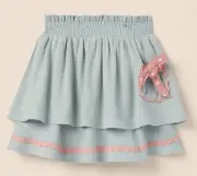 NWT Matilda Jane Heart to Heart Around the globe green Pull-On Skirt Size 14