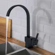 ACA Square Brass Kitchen Mixer Tap Laundry Sink Swivel Spout Vanity Basin Faucet Black WELS