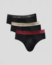 [Calvin Klein] Calvin Klein Men's Micro Stretch Hip Briefs 3 Pack in Black Size Small S Black