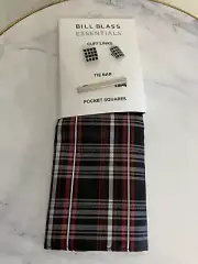 Bill Blass Essentials Cuff Links Tie Bar & Pocket Square