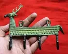 Brass Reindeer Shaped Hanger Vintage Animal Design Clothes Key Chain Hook MJ112