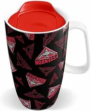 AFL Ceramic Travel Coffee Mug - Essendon Bombers - Drink Cup With Lid