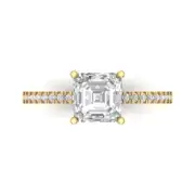 2.7Ct Asscher Cut White Sapphire Solid Gold Engagement Promise Statement Ring