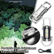 Mini COB USB Charging Portable High Brightness Keychain Flashlight Waterpr T7H4