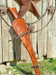 New Hand Tooled Rifle Scabbard Shotgun Sleeve Genuine Leather Western Hardcase