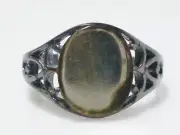 LIND STERLING SILVER FILIGREE SIGNET OVAL CREST INITIAL SHIELD RING SIZE 7 NEW