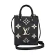 【Louis Vuitton 路易威登】LV PETIT SAC PLAT壓印LOGO Monogram Empreinte牛皮開口式手提/斜背包(迷你/黑)