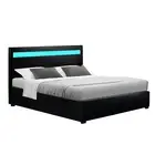 Artiss RGB LED Bed Frame Double Full Size Gas Lift Base Storage Leather COLE