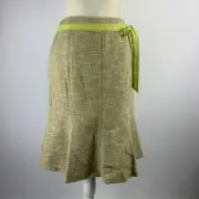 NWT Ann Taylor 6 Skirt Linen Blend Lined Trumpet Olive Belt 116415 $109 Career