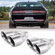 Pair Muffler Tip Double Outlet 2.5" Inlet 3.5" Outlet For Dodge Challenger R/T