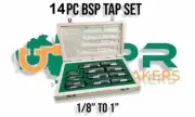 BSP Boxed Parallel Tap Set (14pc) - 1/8" to 1" Carbon Steel