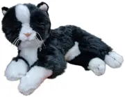 Black and White Cat Laying Large Plush Soft Toy Elka Australia