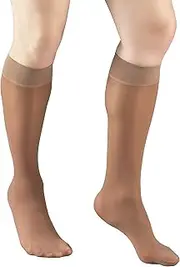 Truform Sheer Compression Stockings, 8-15 mmHg, Women's Knee High Length, 20 Denier, Taupe, X-Large