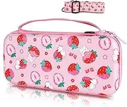 TIKOdirect Carrying Case for Switch & OLED, Cute Travel Bag in Pretty Pattern Design of Pink Interior with an Adjustable Shoulder Strap, Pink S