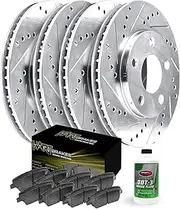 Hart Brakes Front Rear Brakes and Rotors Kit |Front Rear Brake Pads| Brake Rotors and Pads| Ceramic Brake Pads and Rotors |fits 2018-2021 Kia Stinger, 2019-2021 Genesis G70