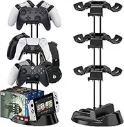 Controller Holder with Organizer Base, 3 Tiers Desk Gaming Controller Headset Stand with Cable Organizer for All Xbox PS4 PS5 Switch Pro Crontroller Gaming Accessories