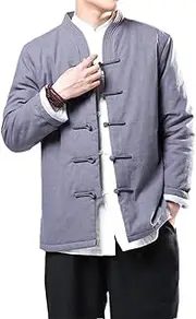[Generic] Chinese Style Traditional Coat for Men, Casual Retro Tang Suit Kung Fu Coat, Men's Warm Cotton