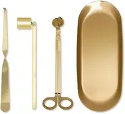 VAUCLUSE Candle Care Kit in Gold ? Wick Trimmer, Snuffer, Dipper, Tray for Optimal Candle Maintenance, No Smoke, Stylish Design