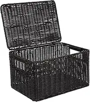 IMIKEYA Storage Box Storage Basket Closet Organizer Large Storage Trunk Basket for Blankets with Lid Storage Trunks and Chests Storage Chest Blanket Chest Basket with Lid Black Iron