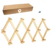 AMAPON Accordion Style Expandable Wall Wooden Coat Rack 13 Hooks (Pegs)
