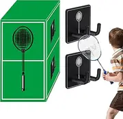 Badminton Racket Hanger - Stainless Steel Organizer, Wall Mount Rackets Hook, Storage Display Stand | Durable Walls Hanging Design, Space Saving Rackett Holder Hooks for Bedroom, Gym, Garage