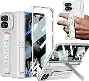 [YQODSZ] for Google Pixel 9 Pro Fold Case with Wristband, Google 9 Pro Fold Full Coverage Case Screen Protector Hinge Protection Kickstand Protective Cover Case for Google Pixel 9 Pro Fold Silver