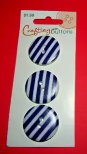 CRAFTING with BUTTONS 1" NAVY STRIPE 1 CARD=3 BUTTONS Lot C33