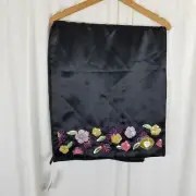 NWT Valerie Stevens Black Satin Floral Sequin Shawl Scarf Wrap Style 3265 16x80