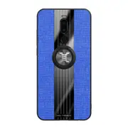 For Meizu Note 8 Stitching Cloth Texture Shockproof TPU Protective Case with Ring Holder(Blue)